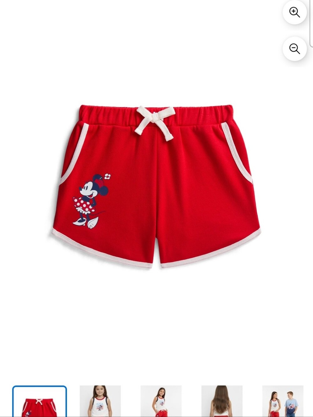 Sz M 8 Disney Minnie Mouse Red Shorts Kids Bottoms Drawstring Athletic Cartoon